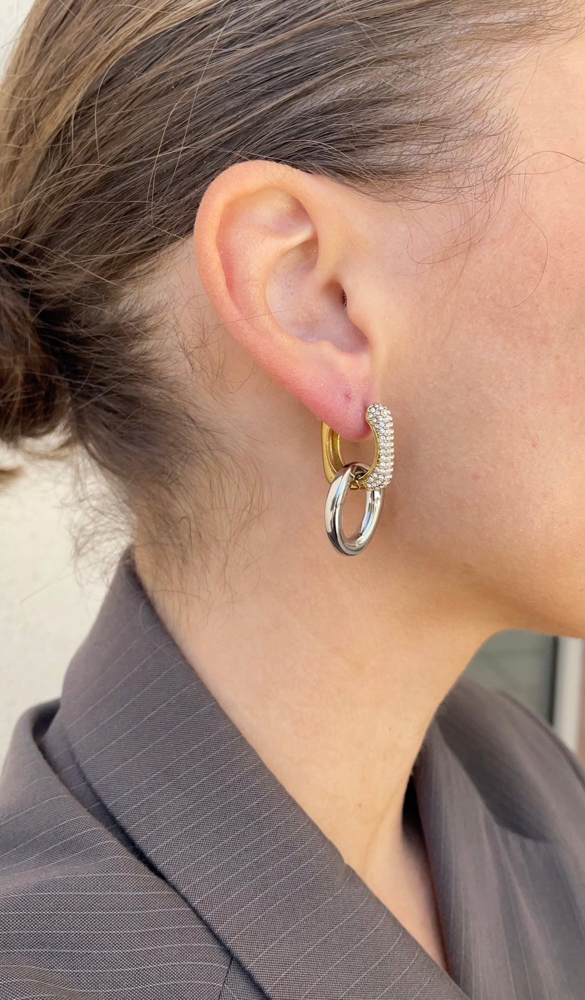 Gems Oval x Hoops earrings