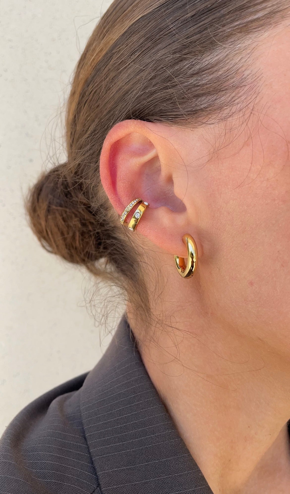 Double gems ear cuff