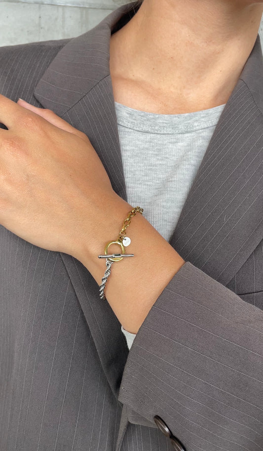 Thin Bicolor braided bracelet